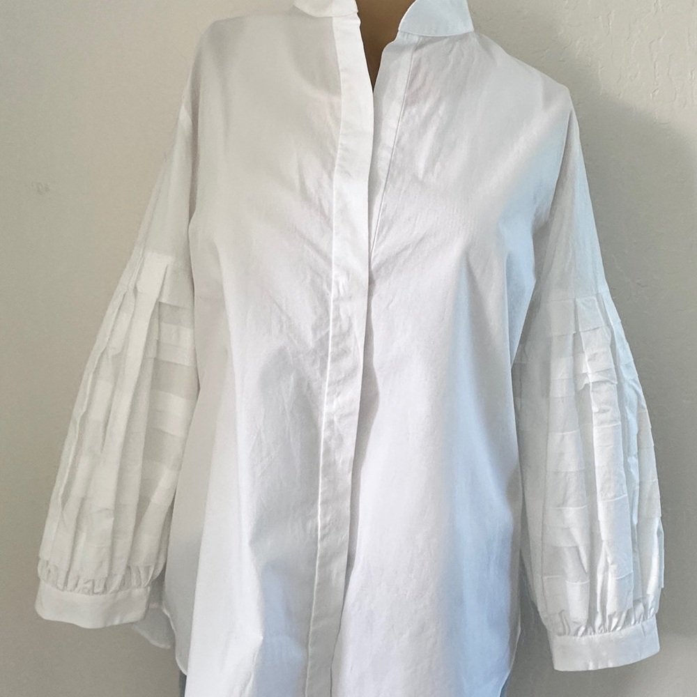 CAROLINA HERRERA White Cotton Three-Quarter Sleeve Shirt
